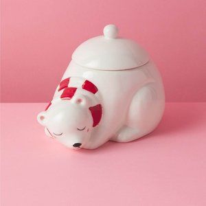 6.5in Ceramic Blushing Polar Bear Canister